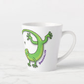 Schattigee Happy Green Gekko hagedis cartoon geper Latte Mok (Rechts)