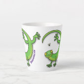 Schattigee Happy Green Gekko hagedis cartoon geper Latte Mok (Voorkant)