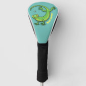 Schattigee Happy Green Gekko hagedis gepersonalise Golfheadcover (Voorkant)