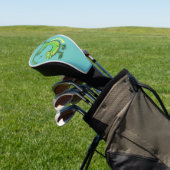 Schattigee Happy Green Gekko hagedis gepersonalise Golfheadcover (Insitu)