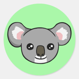 Schattigee Happy Grey Koala Gezicht Tekening Stick Ronde Sticker