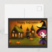 Schattigee Happy Halloween Anime Witch Pumpkin Briefkaart (Voorkant / Achterkant)