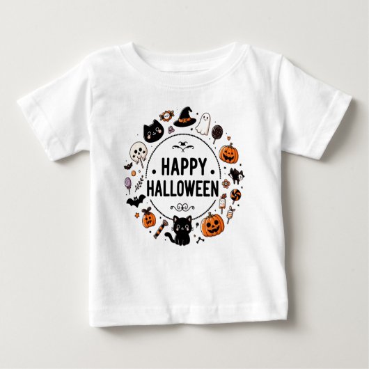 Schattigee Happy Halloween Cat Pumpkin Kinder T-sh (Voorkant)
