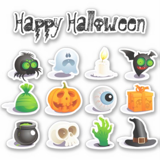 Schattigee Happy Halloween Fun Icons Trick or trea Sticker (Voorkant)
