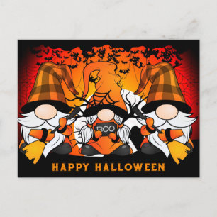 Schattigee Happy Halloween Gnome Sinaasappel Plaid Briefkaart