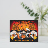 Schattigee Happy Halloween Gnome Sinaasappel Plaid Briefkaart (Staand voorkant)