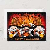 Schattigee Happy Halloween Gnome Sinaasappel Plaid Briefkaart (Voorkant / Achterkant)