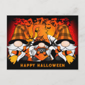 Schattigee Happy Halloween Gnome Sinaasappel Plaid Briefkaart (Voorkant)