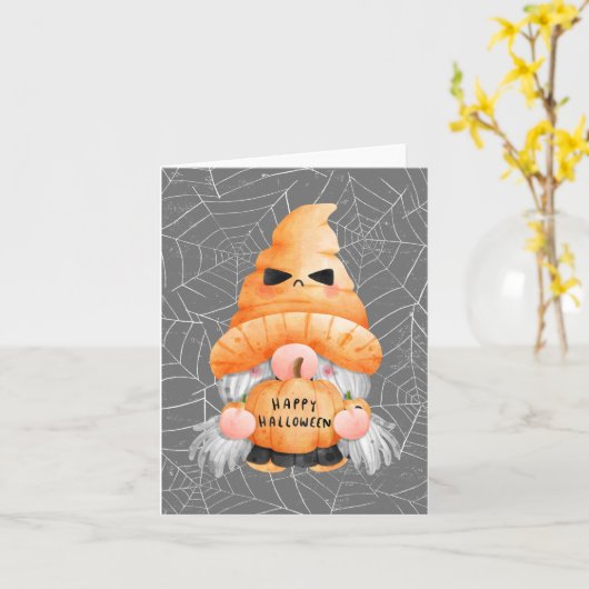 Schattigee Happy Halloween Gonk Kaart (Gele Bloem)