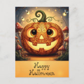 Schattigee Happy Halloween Oktober Oranje Pompoen Briefkaart (Voorkant)