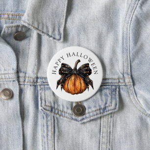 Schattigee Happy Halloween pompoen en boog Ronde Button 7,6 Cm