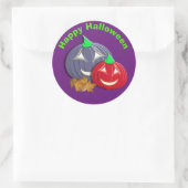 Schattigee Happy Halloween pompoen gezichten Ronde Sticker (Tas)