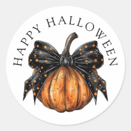 Schattigee Happy Halloween Pumpkin Black Star Bow Ronde Sticker