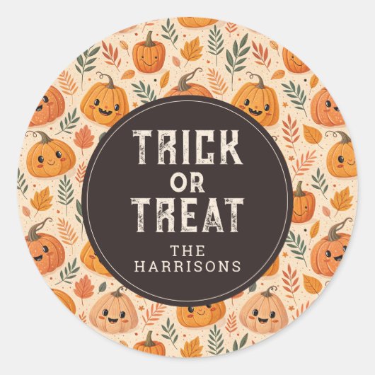 Schattigee Happy Halloween ronde Stickers (Voorkant)