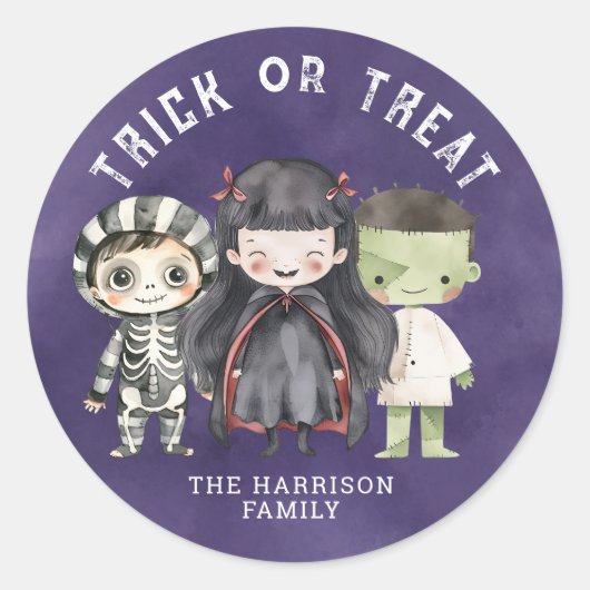 Schattigee Happy Halloween ronde Stickers (Voorkant)