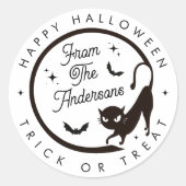 Schattigee Happy Halloween Trick or treat Black Ca Ronde Sticker (Voorkant)