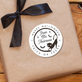 Schattigee Happy Halloween Trick or treat Black Ca Ronde Sticker