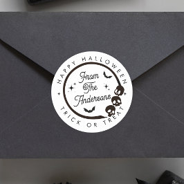 Schattigee Happy Halloween Trick or treat Skeleton Ronde Sticker