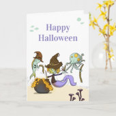 Schattigee Happy Halloween Zeemeermin Heks Kaart (Gele Bloem)