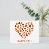 Schattigee Happy Herfst Autumn Leaf Heart Briefkaart (Staand voorkant)