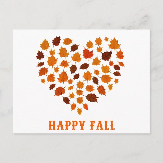 Schattigee Happy Herfst Autumn Leaf Heart Briefkaart (Voorkant)