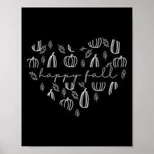 Schattigee Happy Herfst - pompoenen en herfstblade Poster