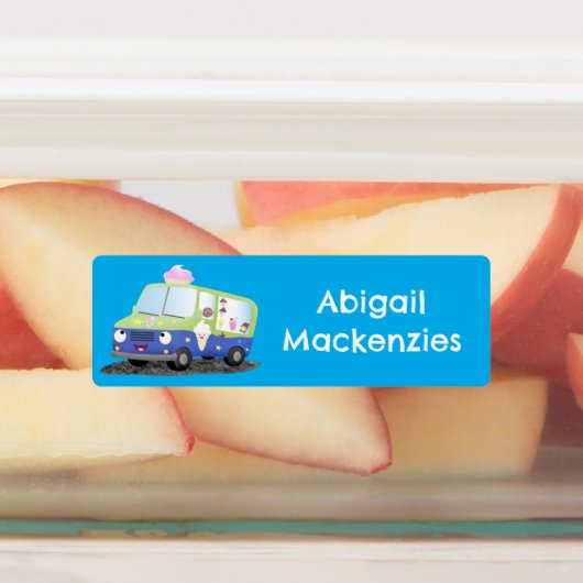 Schattigee Happy Ice Cream Truck cartoon gepersona Labels (Aangebracht)