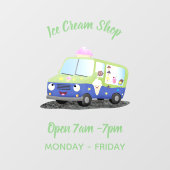 Schattigee Happy Ice Cream Truck cartoon gepersona Raamsticker (Vel)