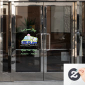 Schattigee Happy Ice Cream Truck cartoon gepersona Raamsticker (Kantoordeur)