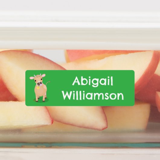 Schattigee Happy Jersey koe cartoon gepersonalisee Labels (Aangebracht)