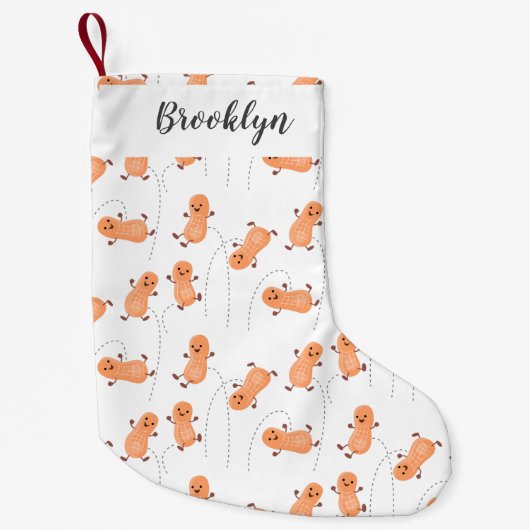 Schattigee Happy Jumping Peanuts cartoon gepersona Kleine Kerstsok (Voorkant)