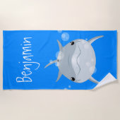 Schattigee Happy Kawaii dolfijn cartoon gepersonal Strandlaken (Voorkant)