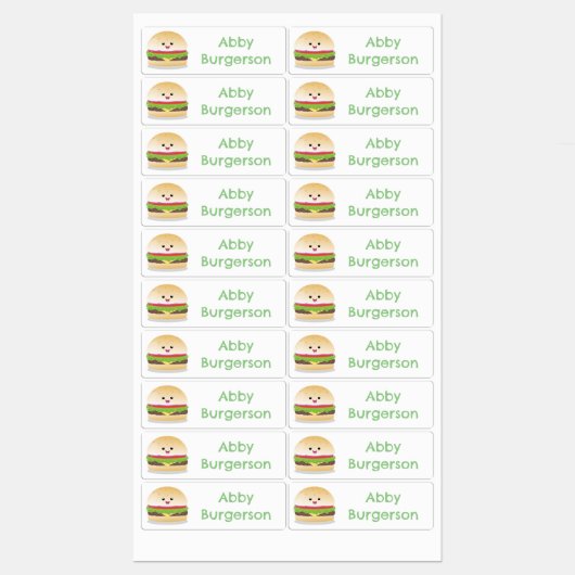 Schattigee Happy Kawaii hamburger cartoon geperson Labels (Vel)