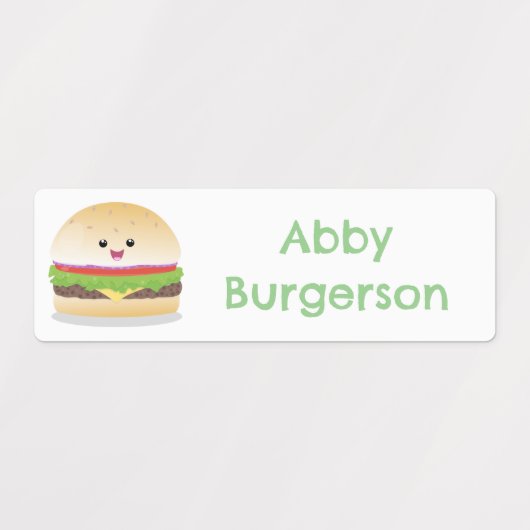 Schattigee Happy Kawaii hamburger cartoon geperson Labels (Design 1)