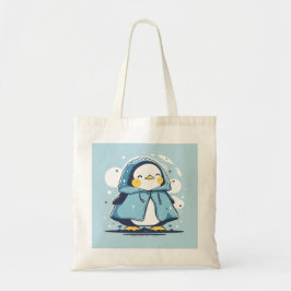 Schattigee Happy Kawaii Pinguïn in een regenjas Tote Bag