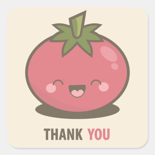 Schattigee Happy Kawaii Tomato Dank u Stickers (Voorkant)