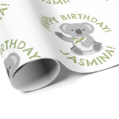 Schattigee Happy Koala gepersonaliseerde cartoon V Cadeaupapier (Rol Hoek)