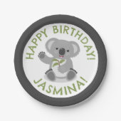 Schattigee Happy Koala gepersonaliseerde cartoon V Papieren Bordje (Voorkant)