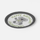 Schattigee Happy Koala gepersonaliseerde cartoon V Papieren Bordje (Gekanteld)