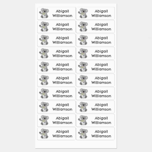 Schattigee Happy Koala Waving cartoon gepersonalis Labels (Vel)