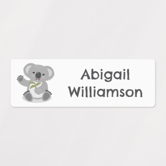 Schattigee Happy Koala Waving cartoon gepersonalis Labels (Design 1)