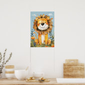 Schattigee Happy Lion Baby kwekerij Kinder Poster (Keuken)