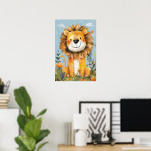 Schattigee Happy Lion Baby kwekerij Kinder Poster (Thuiskantoor)