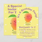 Schattigee Happy Mango Yellow cartoon Verjaardag Kaart (Voorkant / Achterkant)