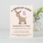 Schattigee Happy Mini Ezel cartoon Verjaardag Kaart (Staand voorkant)