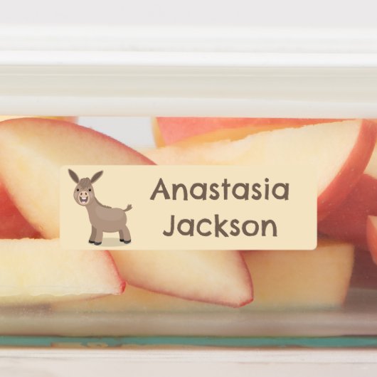 Schattigee Happy Miniature Donkey cartoon geperson Labels (Aangebracht)