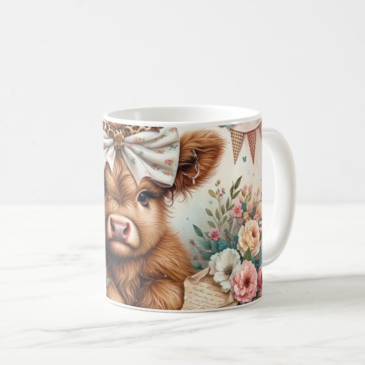 Schattigee Happy Moederdag / Highland Koe Koffiemok (Voorkant rechts)