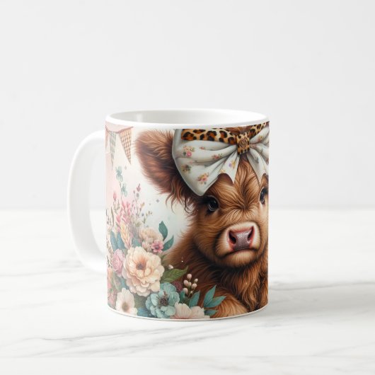 Schattigee Happy Moederdag / Highland Koe Koffiemok (Voorkant links)