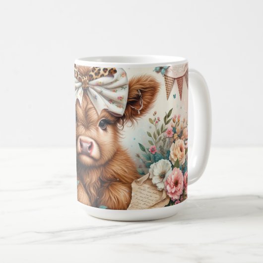 Schattigee Happy Moederdag / Highland Koe Koffiemok (Voorkant rechts)