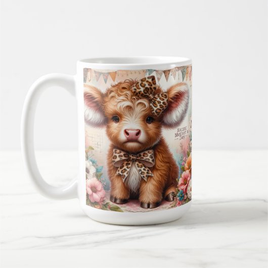 Schattigee Happy Moederdag / Highland Koe Koffiemok (Links)